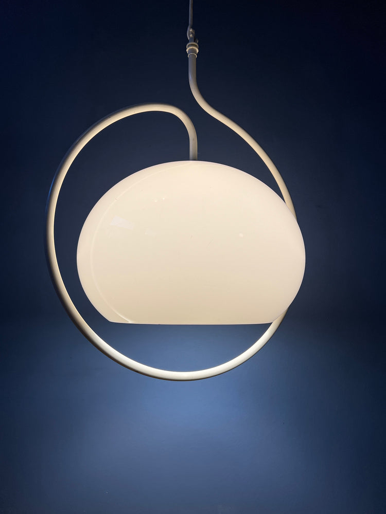 Dijkstra Space Age Hanging Lamp with White Frame and Mushroom Shade