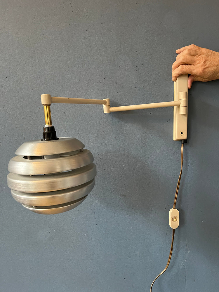 Mid-century Swing-Arm Wall Lamp with Bee Nest Shade