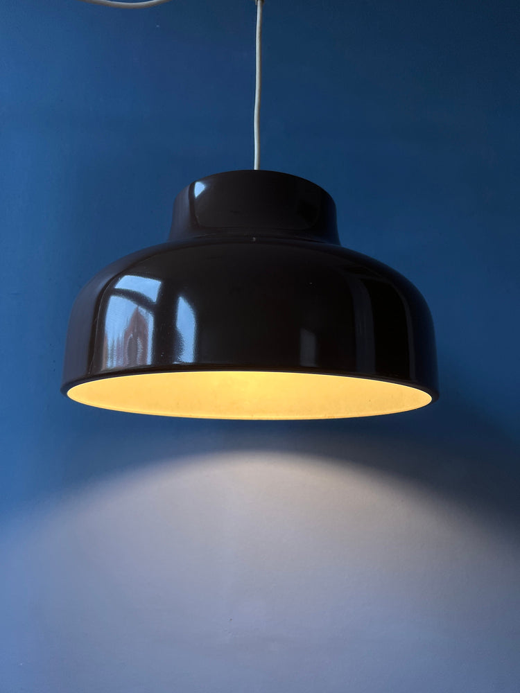 Vintage Mid Century Metal Pendant Light in Brown