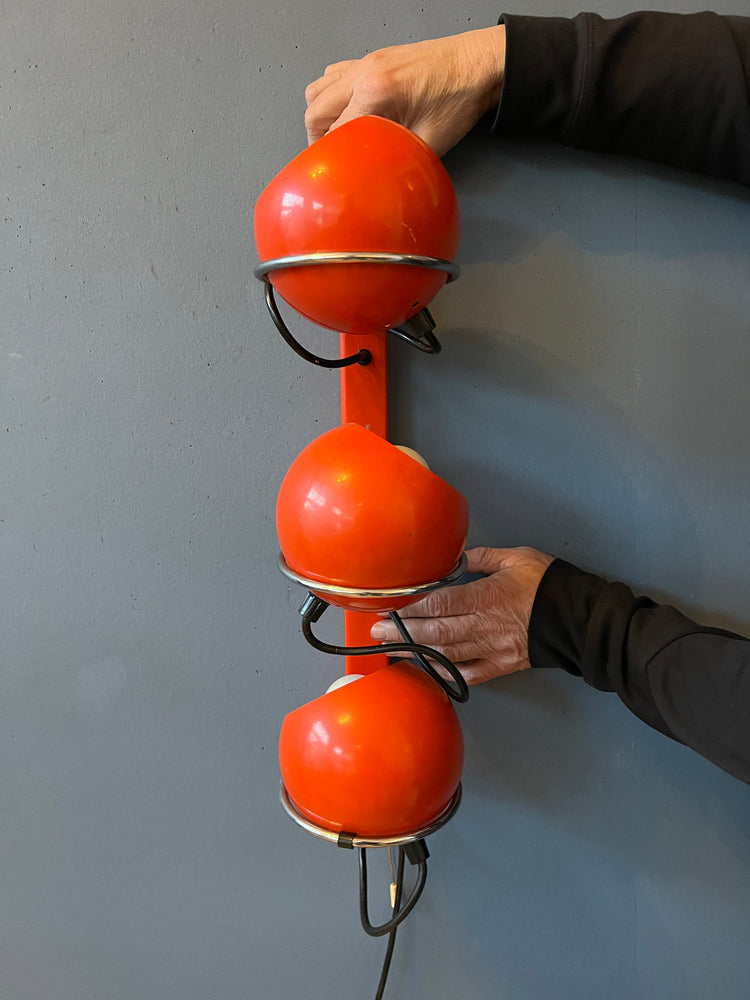 Mid Century Red GEPO Space Age Eyeball Wall Lamp