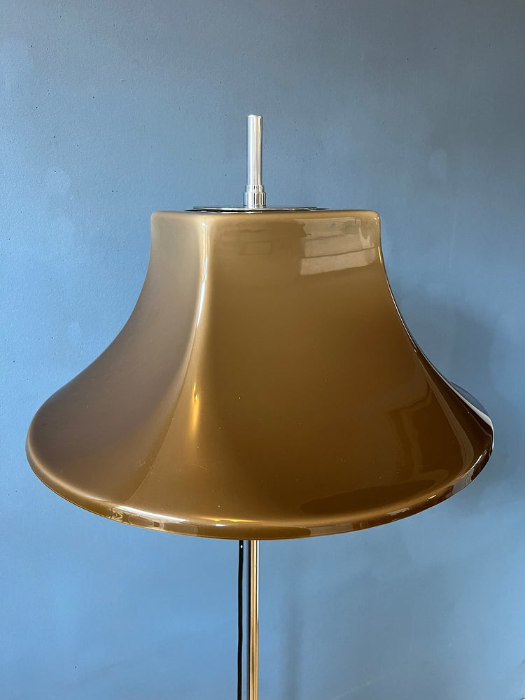 Willem Hagoort Space Age Floor Lamp with Beige Witch Hat Shade