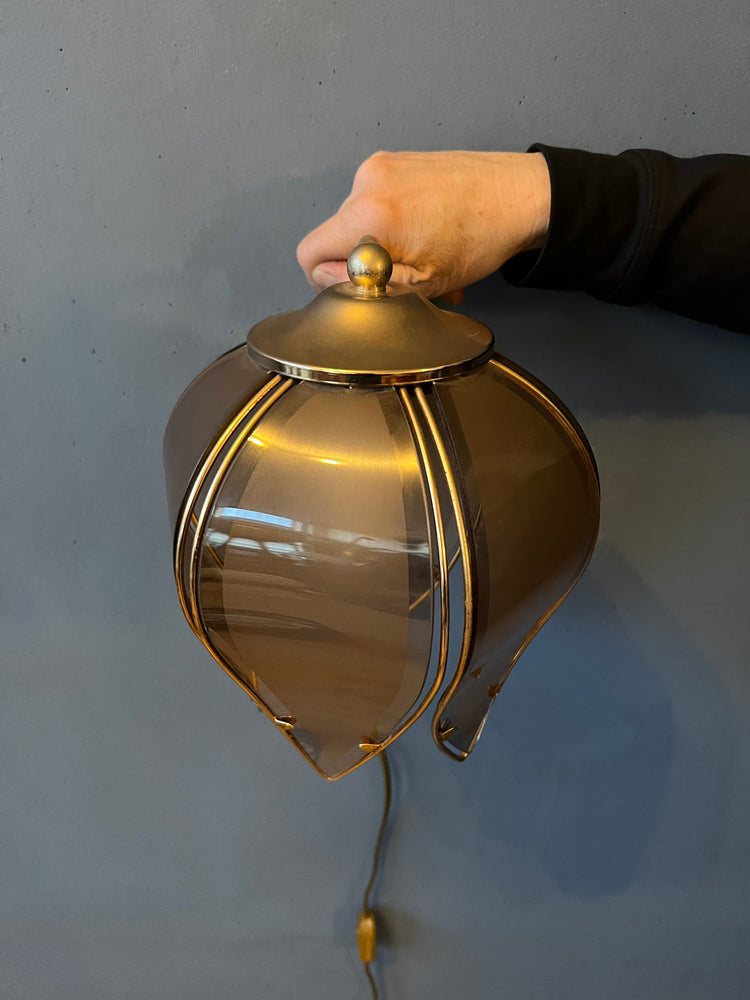 Vintage Hollywood Regency Golden Flower Wall Lamp