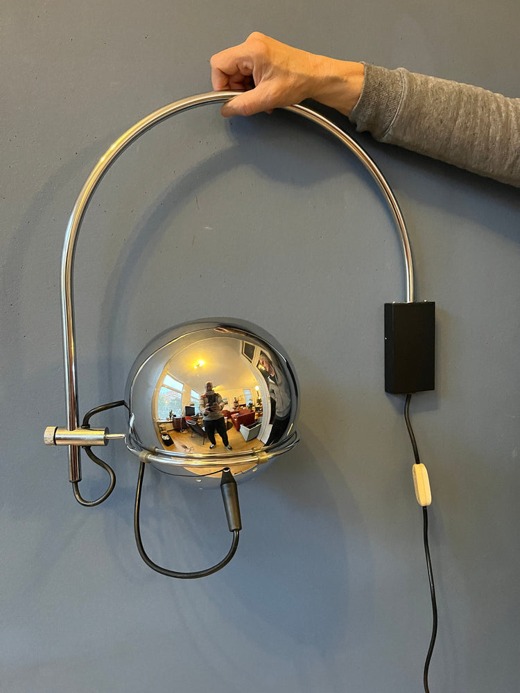 Chrome GEPO Space Age Eyeball Arc Wall Lamp
