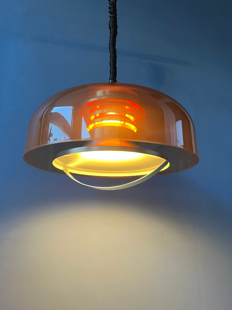 Mid Century Orange Herda Space Age Pendant Light