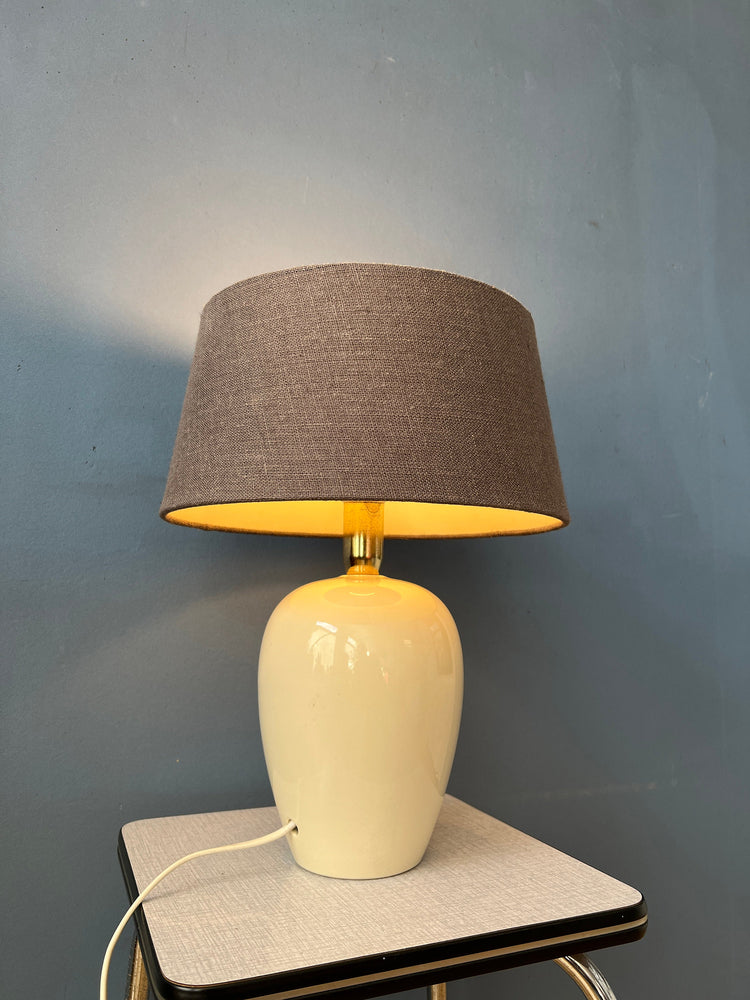 French Bohemian Terracota Table Lamp with Gray/Brown Riviera Maison Shade