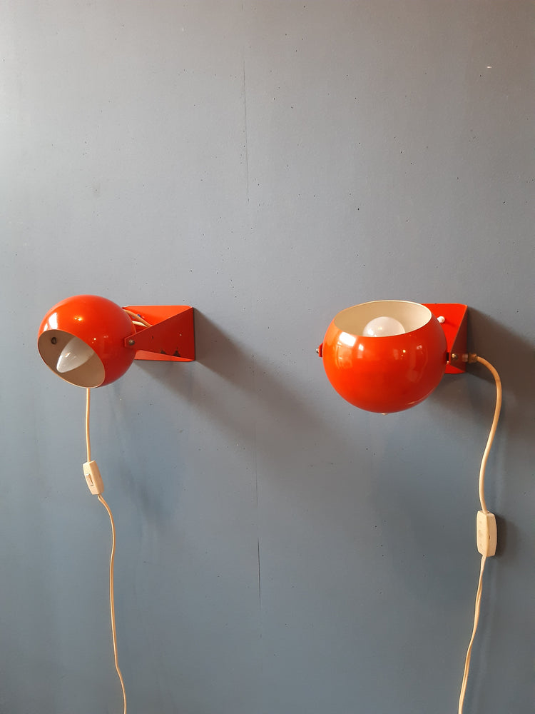 Vintage Pair of Orange Wall Lamps