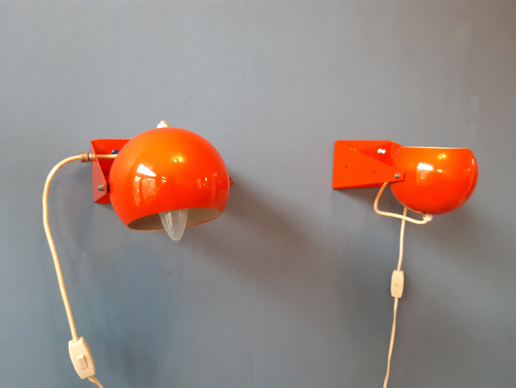 Vintage Pair of Orange Wall Lamps
