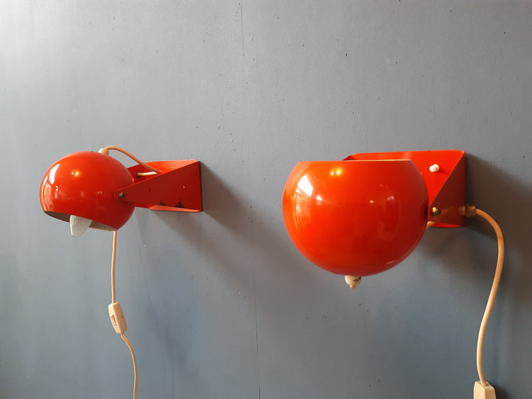 Vintage Pair of Orange Wall Lamps