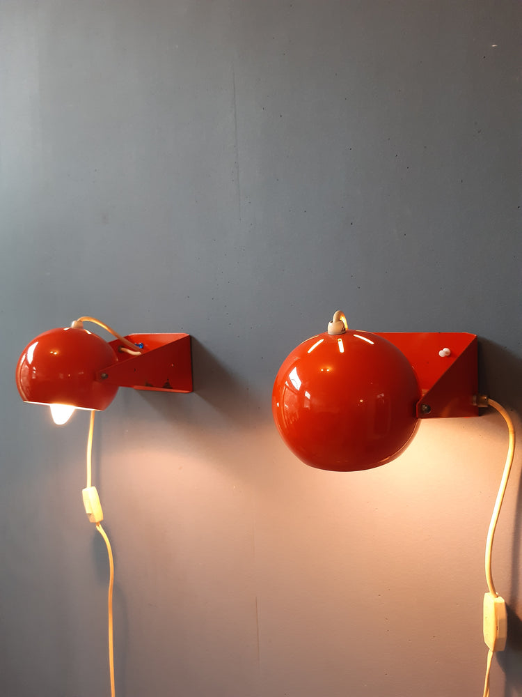 Vintage Pair of Orange Wall Lamps