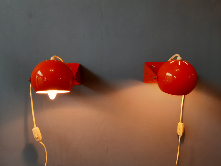 Vintage Pair of Orange Wall Lamps