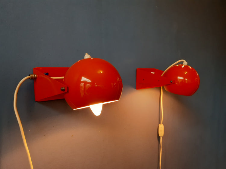 Vintage Pair of Orange Wall Lamps