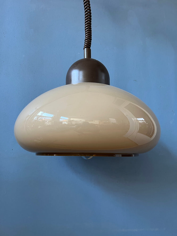 Space Age Mushroom Pendant Light by Dijkstra - Beige Mid Century Light Fixture