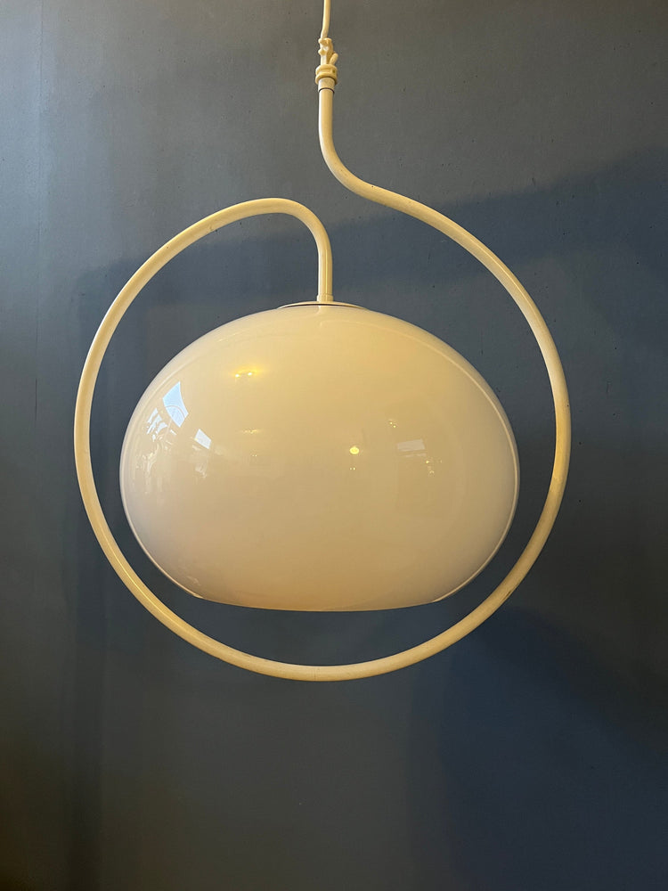 Dijkstra Space Age Hanging Lamp with White Frame and Mushroom Shade
