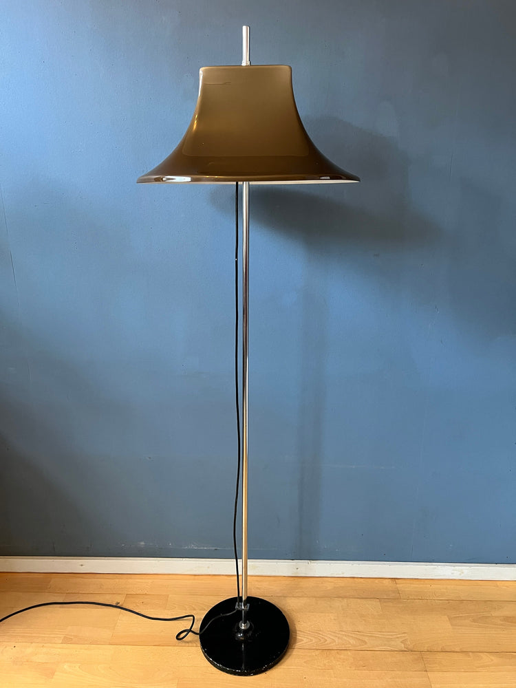 Willem Hagoort Space Age Floor Lamp with Beige Witch Hat Shade