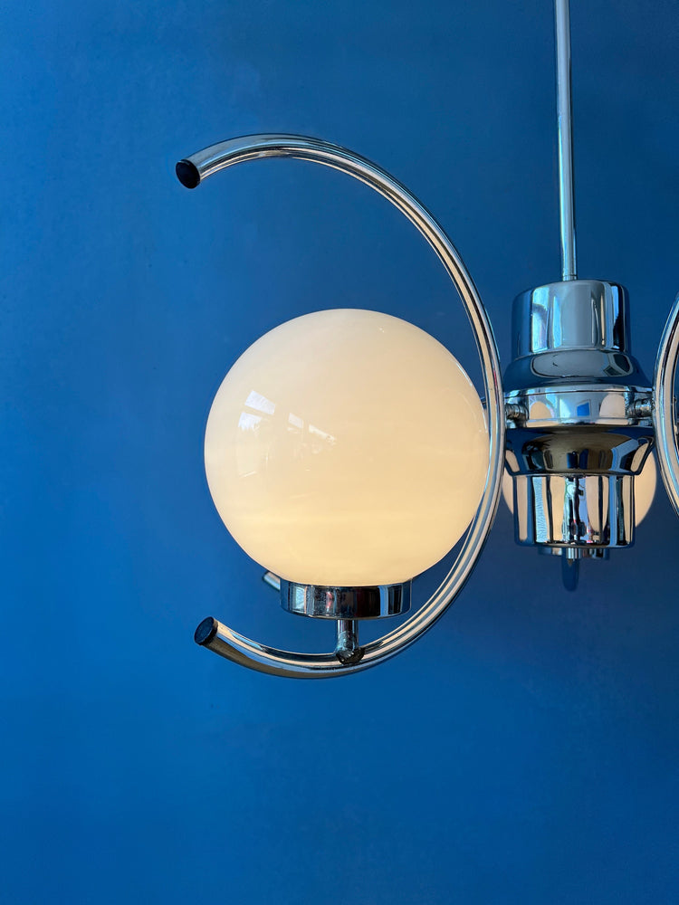Vintage Sputnik Space Age Chandelier Pendant Lamp | Mid Century 70s Chrome Light Fixture