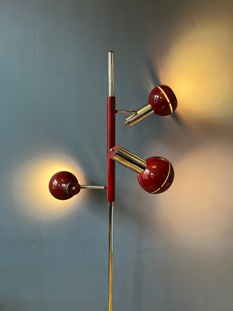 Vintage Wilko Eyeball Floor Lamp in Bordeaux Red | Space Age Lamp