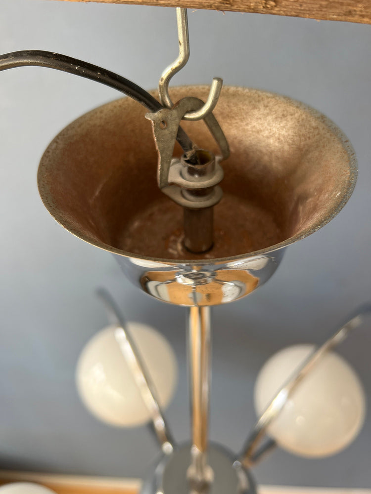 Vintage Sputnik Space Age Chandelier Pendant Lamp | Mid Century 70s Chrome Light Fixture