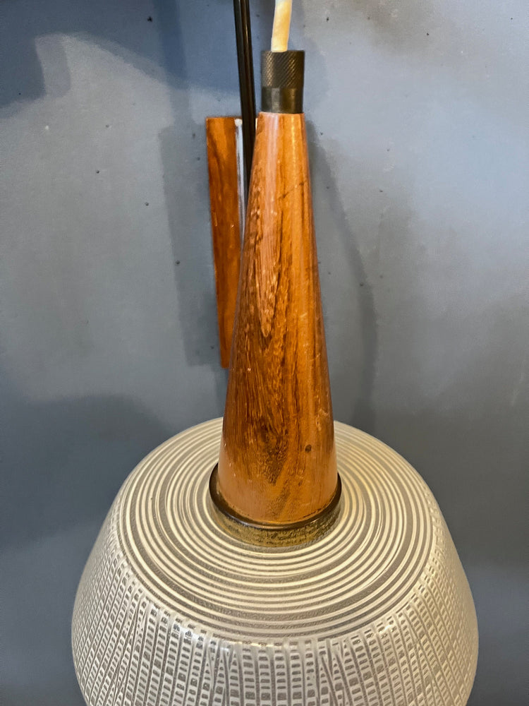Vintage Opaline Glass Lamp | Louis Kalff | Mid Century Light | White | 70s |