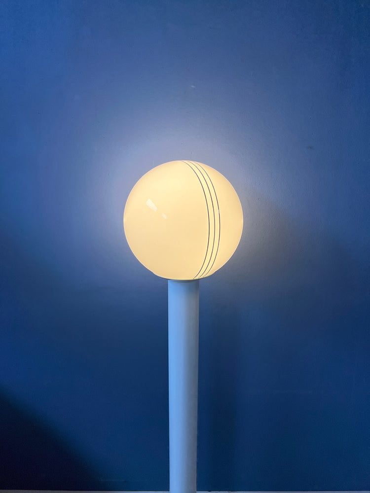 Space Age Woja Holland Floor or Table Lamp with Glass Shade | Vintage 60s Lighting | White Retro Light