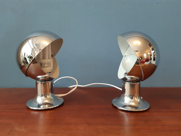 Vintage Set (2) Eclipse Table Lamps | Space Age / Eyeball Lamps