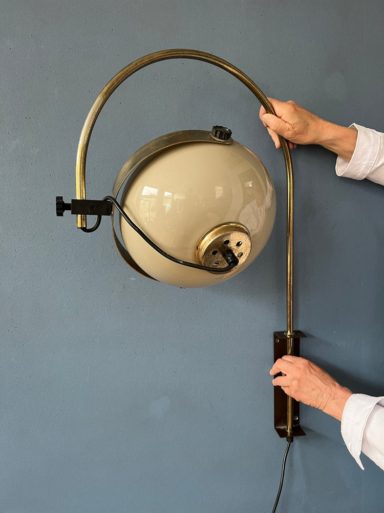 Mid Century Dijkstra Arc Wall Light | Space Age Mushroom Lamp | Vintage 70s Sconce