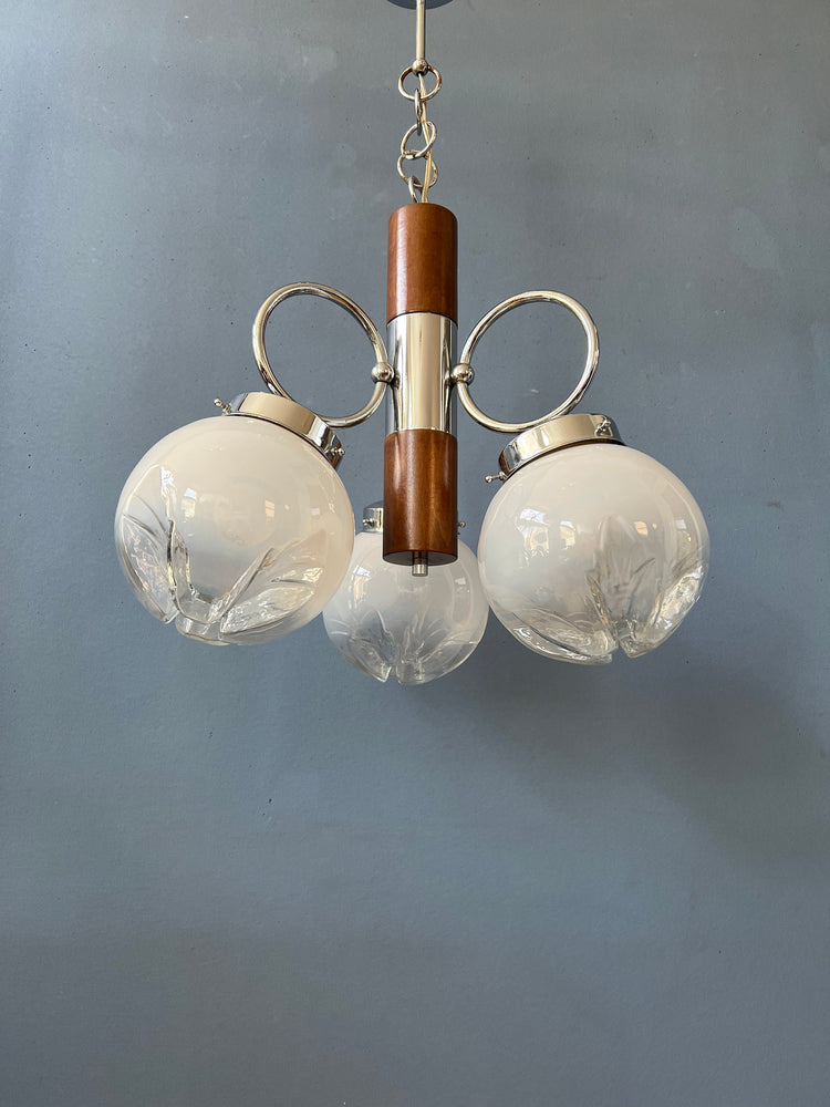 Mazzega Murano Chandelier / Space Age Glass Pendant Light / Mid Century 70s Vintage Ceiling Lamp