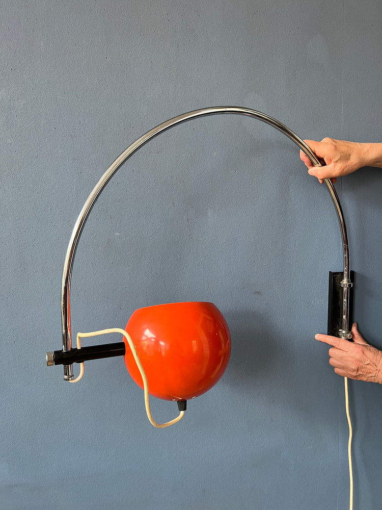 Orange Mid Century Herda Eyeball Wall Lamp