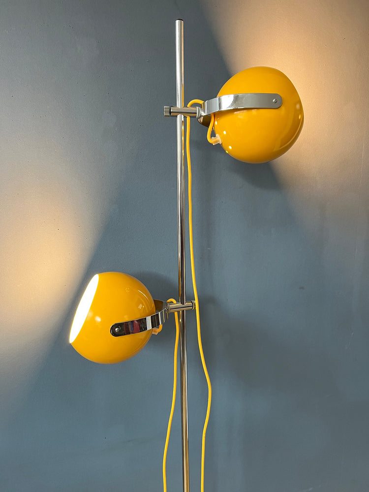 Yellow Vintage Herda Space Age Eyeball Floor Lamp