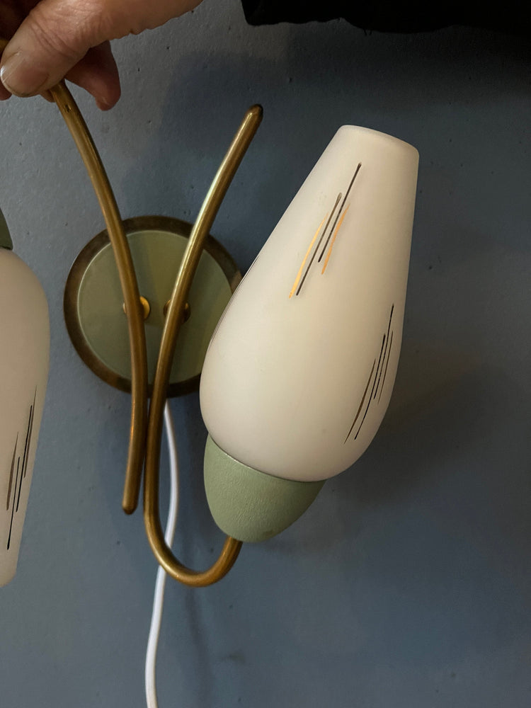 Mid Century Opaline Glass Wall Sconce - Decorative Green Light Fixture