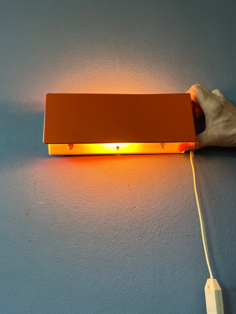 Small Mid Century Red/Orange Wall Lamp by Anvia / Bedside Light