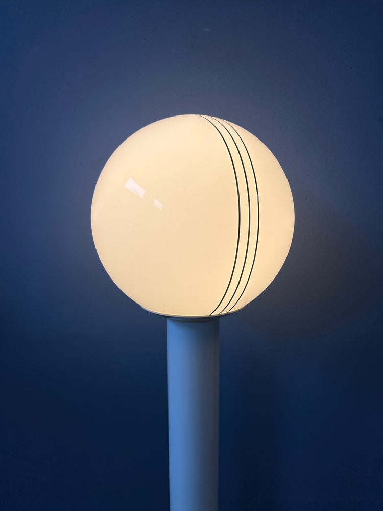 Space Age Woja Holland Floor or Table Lamp with Glass Shade | Vintage 60s Lighting | White Retro Light