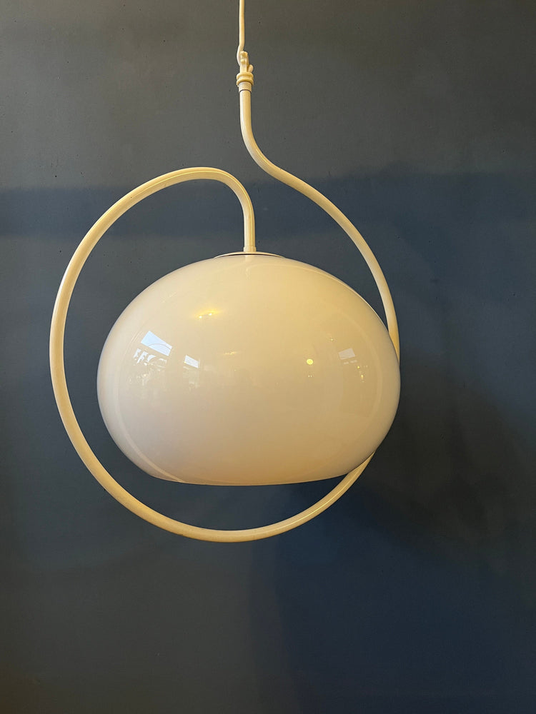 Dijkstra Space Age Hanging Lamp with White Frame and Mushroom Shade
