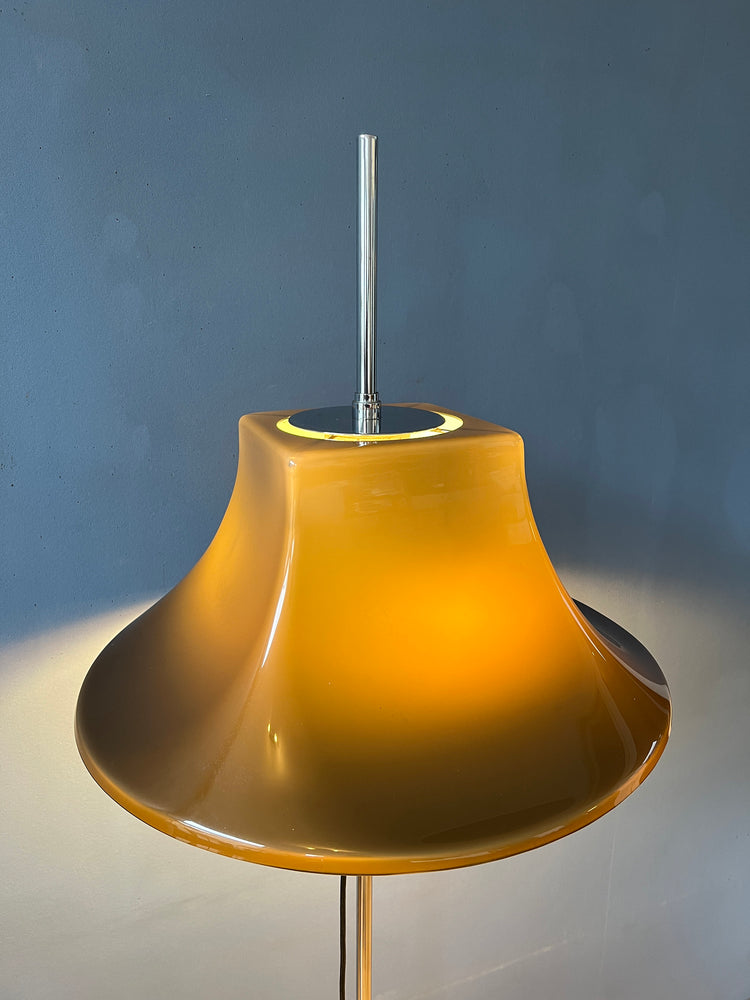 Willem Hagoort Space Age Floor Lamp with Beige Witch Hat Shade