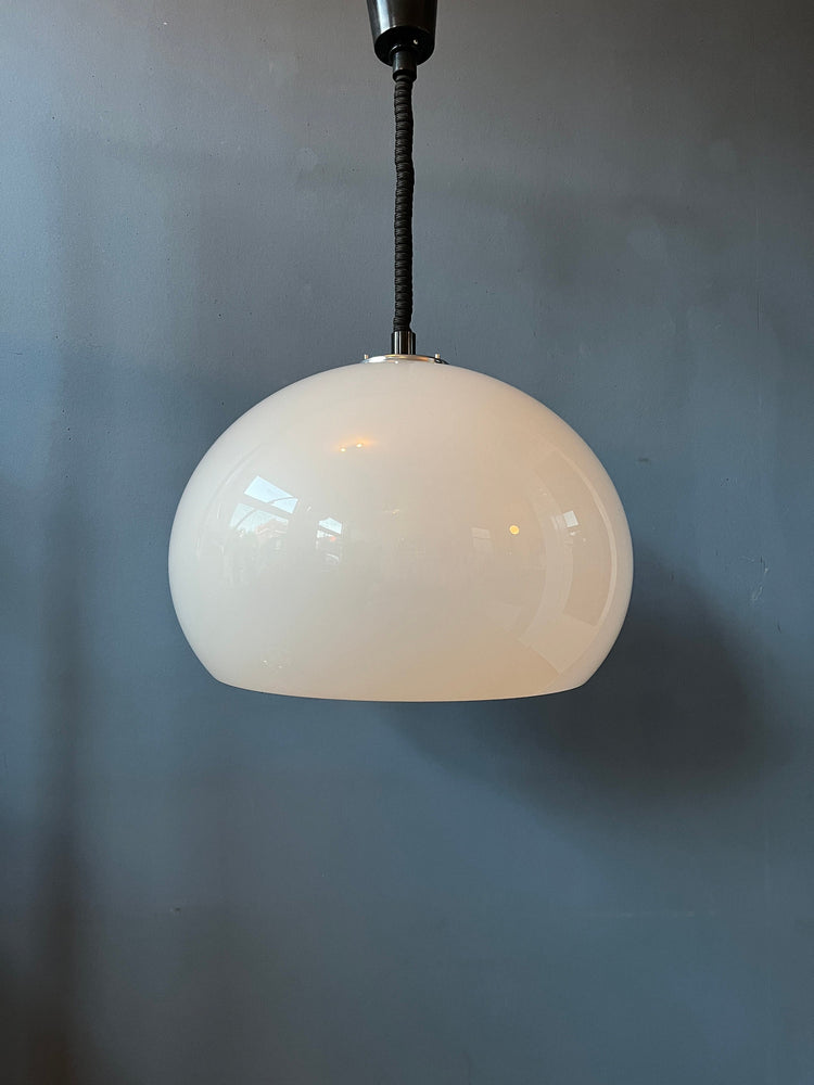 Vintage White Guzzini Jolly Pendant Light / Space Age Lamp / Mid Century Modern Lighting