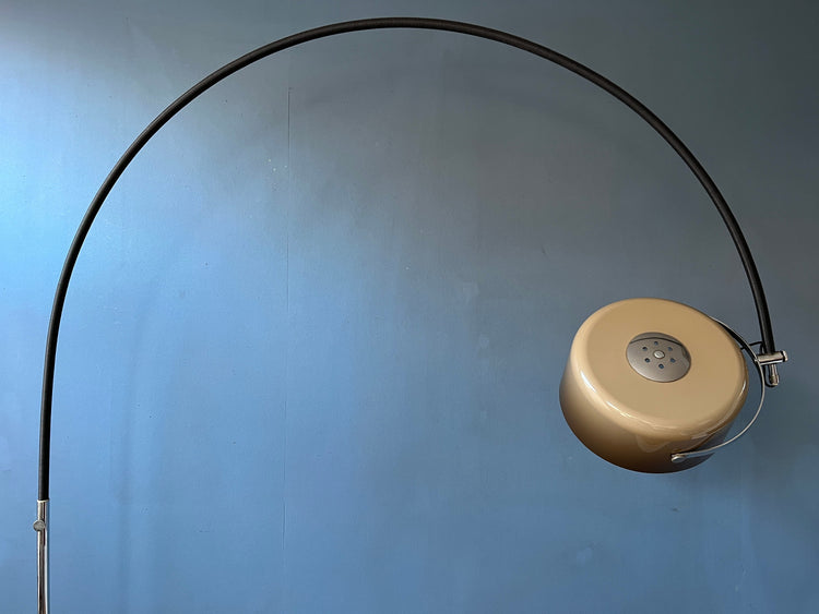 Vintage GEPO Arc Space Age Floor Lamp with Beige 'Bucket' Shade
