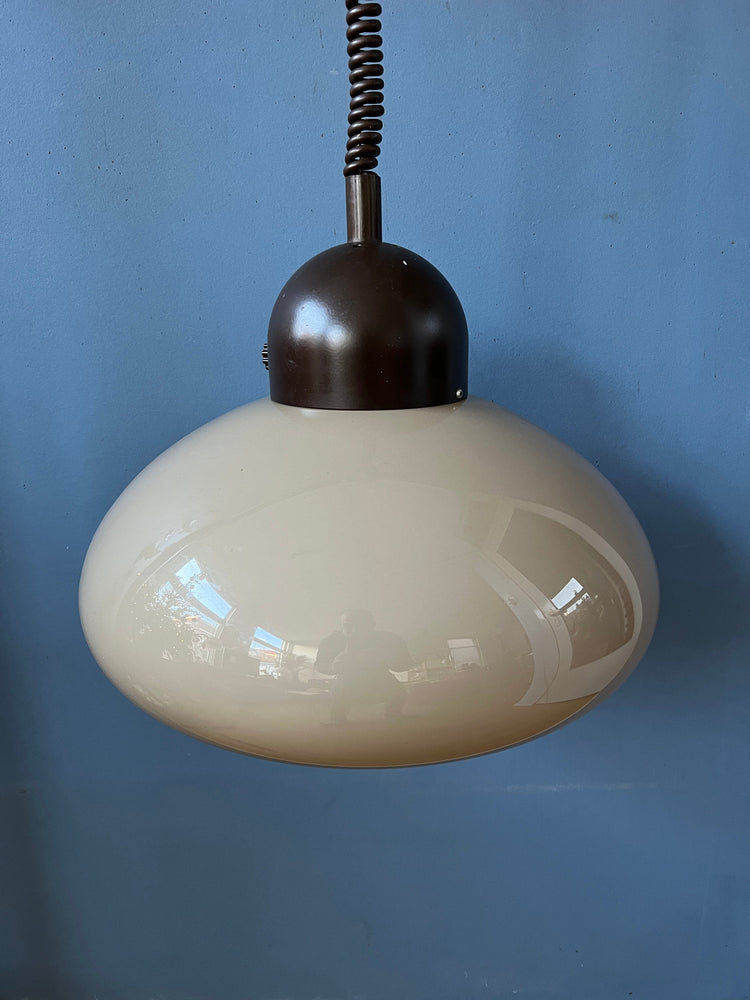 Space Age Mushroom Pendant Light by Dijkstra - Beige Mid Century Light Fixture
