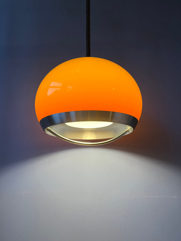 Vintage Orange Dijkstra Pendant Light / Mid Century Space Age Light Fixture
