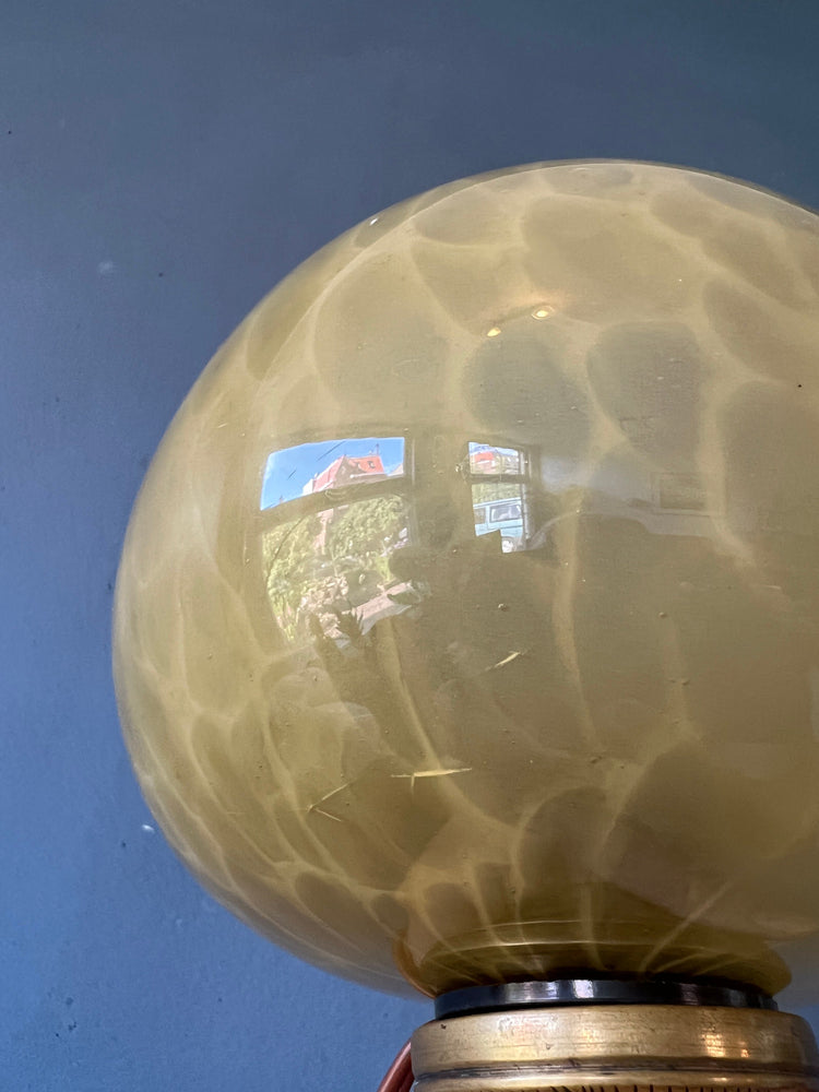 Antique Art Deco Glass Lamp with Bronze Base