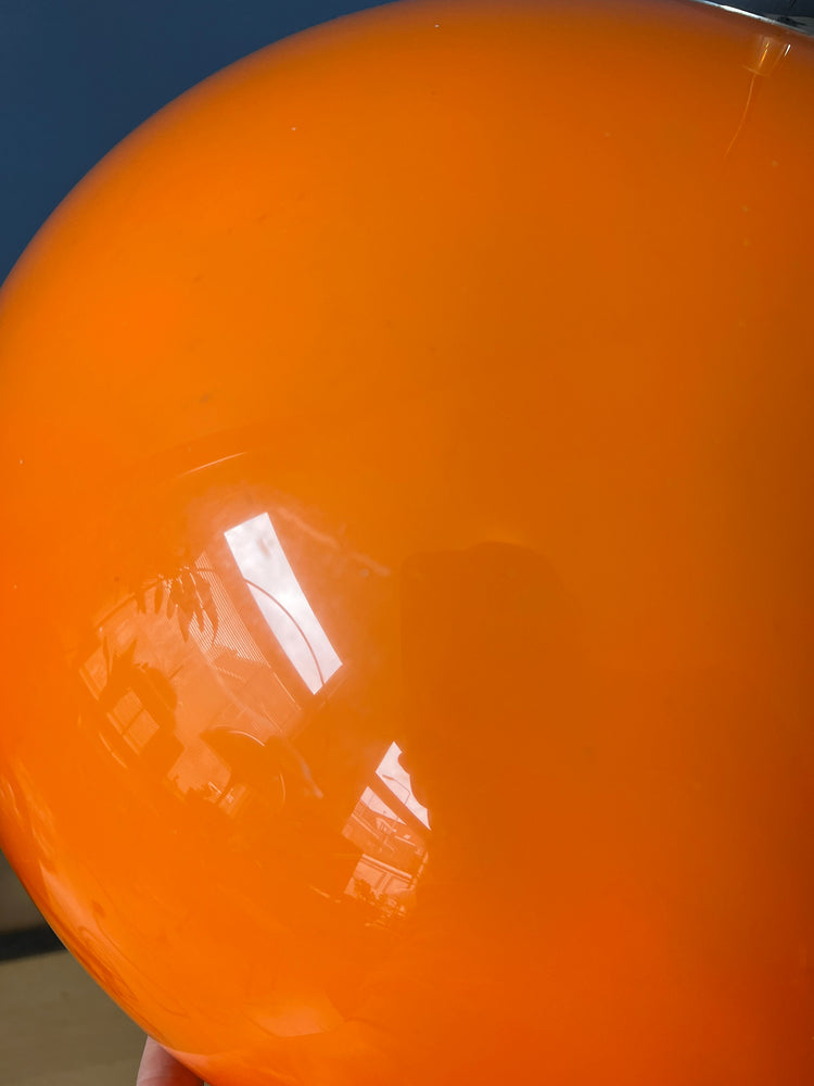 Orange Space Age Mushroom Pendant Lamp with Chrome Top Cap