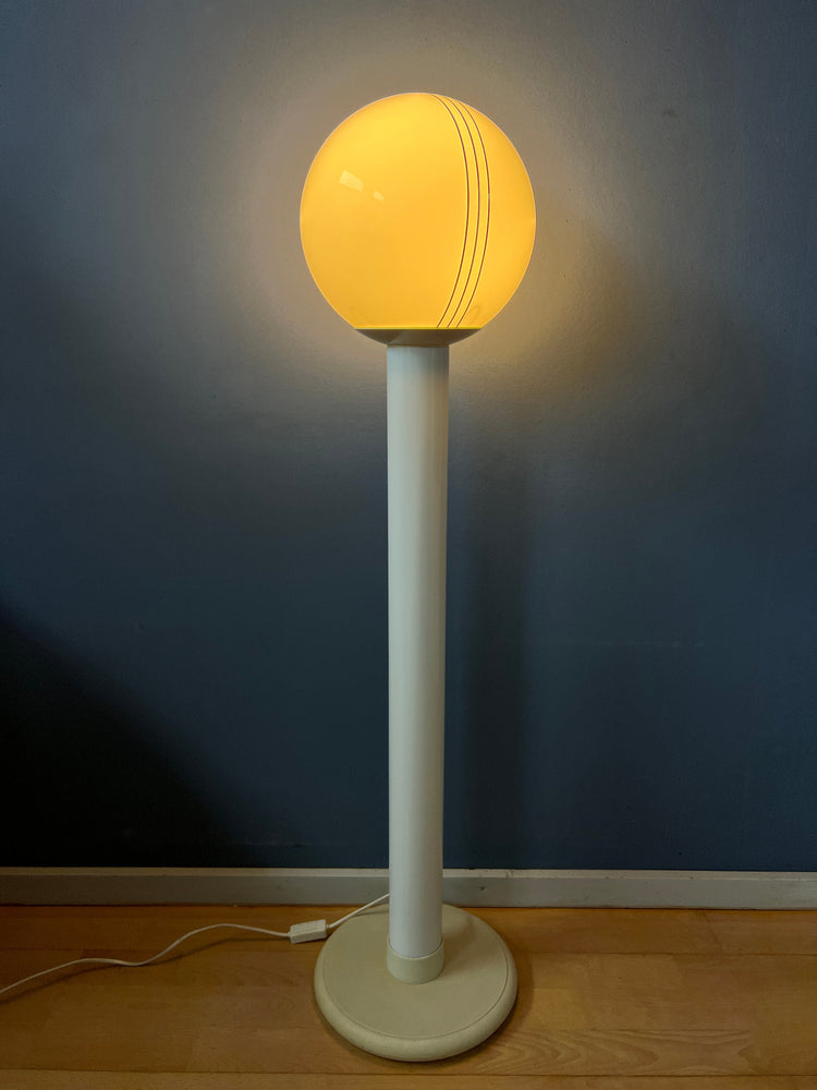 Space Age Woja Holland Floor or Table Lamp with Glass Shade | Vintage 60s Lighting | White Retro Light