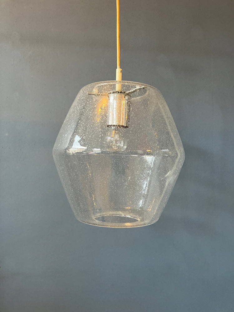 Midcentury RAAK Pendant / Kristall B1217 / Glass Lamp / Murano / Opaline Christal Light