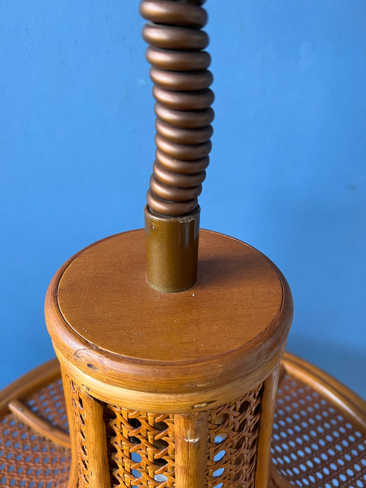 Mid Century Bamboo Pendant Light / Vintage Boho Rotan Light Fixture