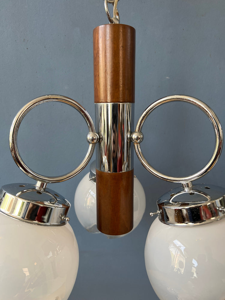 Mazzega Murano Chandelier / Space Age Glass Pendant Light / Mid Century 70s Vintage Ceiling Lamp
