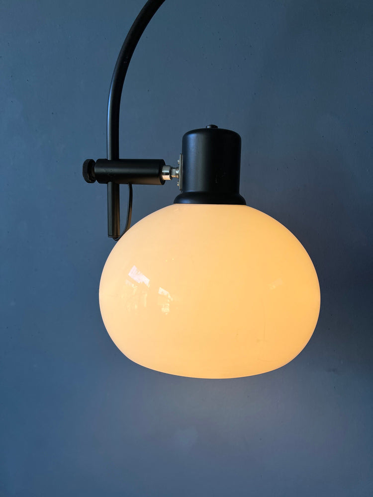 Vintage Space Age Herda Mushroom Arc Wall Lamp | Black and White Mid Century Modern Light