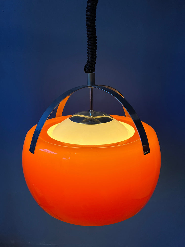 Vintage Orange Tronconi Pendant Lamp / Space Age Light Fixture