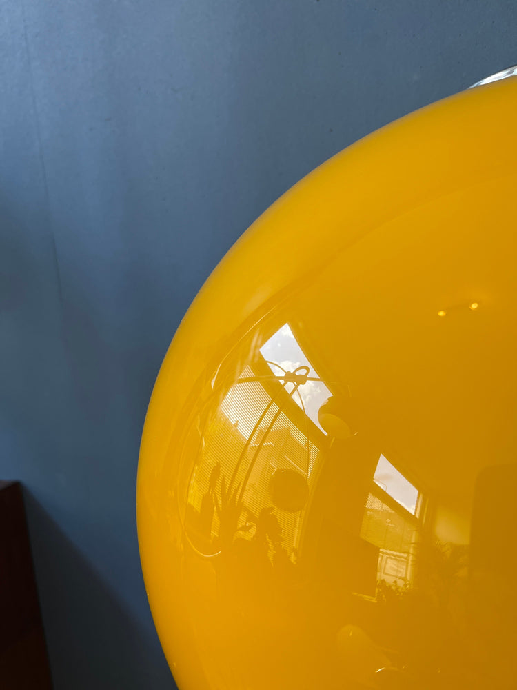 Large Yellow Harvey Guzzini Pendant Light / Space Age Lamp / Mid Century Modern Lighting