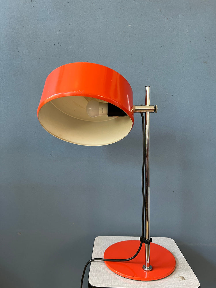 Orange Anvia Flexible Table Lamp | Space Age Desk Lamp | 70s Mid Century Red Light