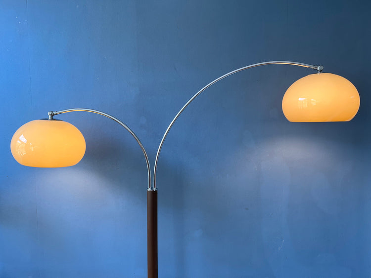 Vintage Dijkstra Double Arc Mushroom Floorlamp | Space Age Lighting | Retro 70s Standing Light