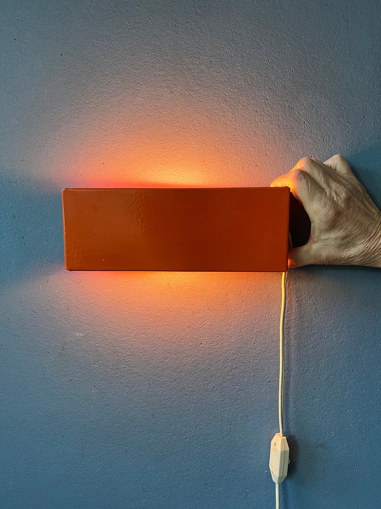Small Mid Century Red/Orange Wall Lamp by Anvia / Bedside Light