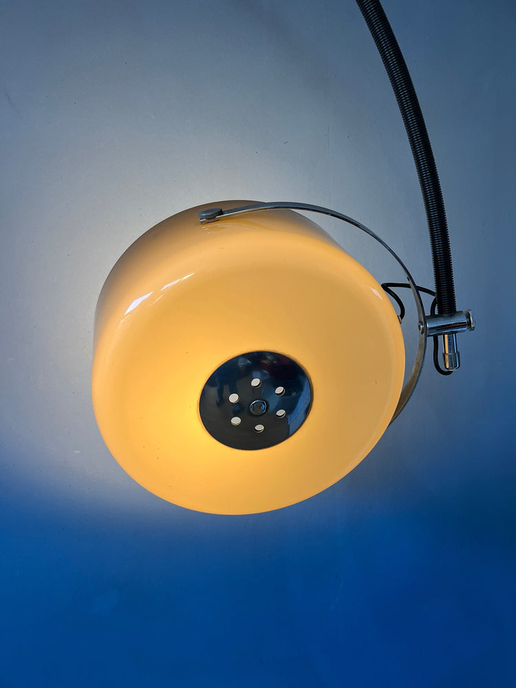Vintage GEPO Arc Space Age Floor Lamp with Beige 'Bucket' Shade
